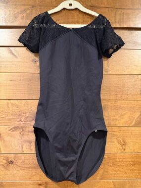 Danskin Black Dance Leotard with Lace Detail - size M